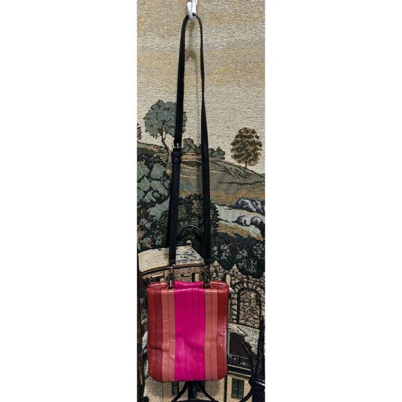 DKNY Multicolor Vertical Stripe Lamb Leather Crossbody Shoulder Handbag - Picture 4 of 14